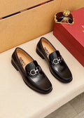 Ferragamo Black Hardware Loafers — front