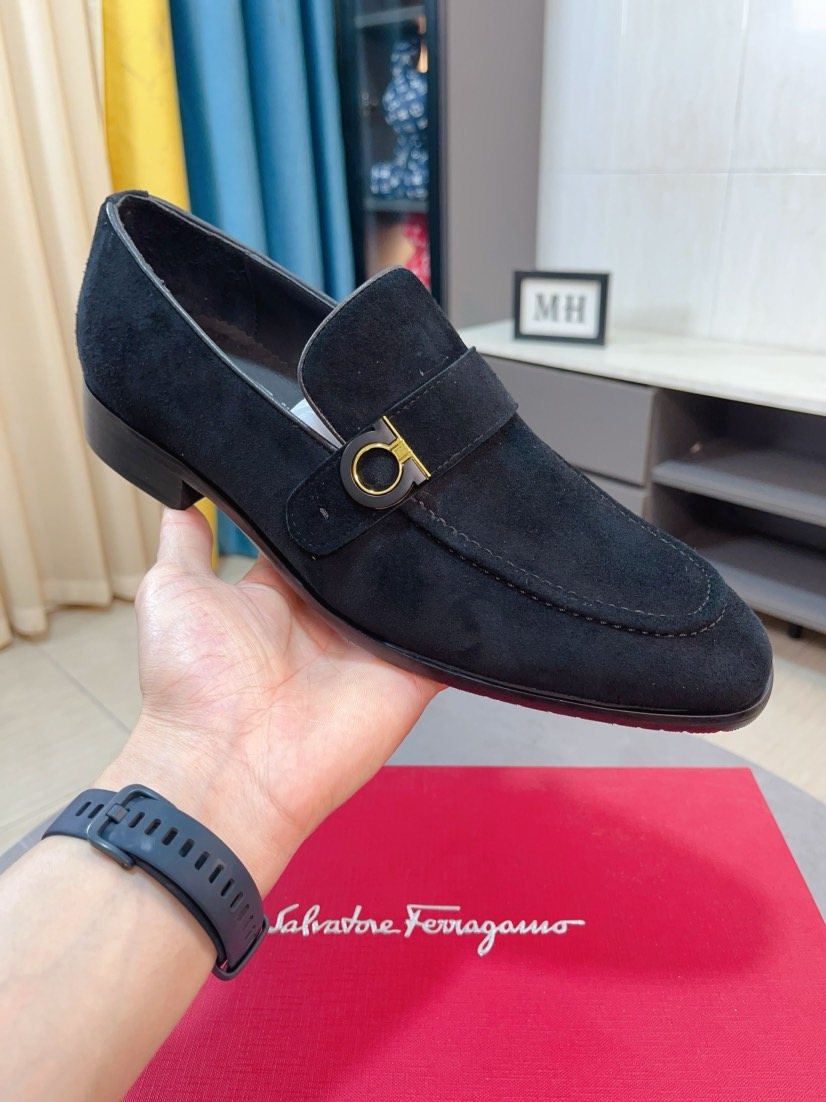 Salvatore Ferragamo Gold-Buckle Loafers — front