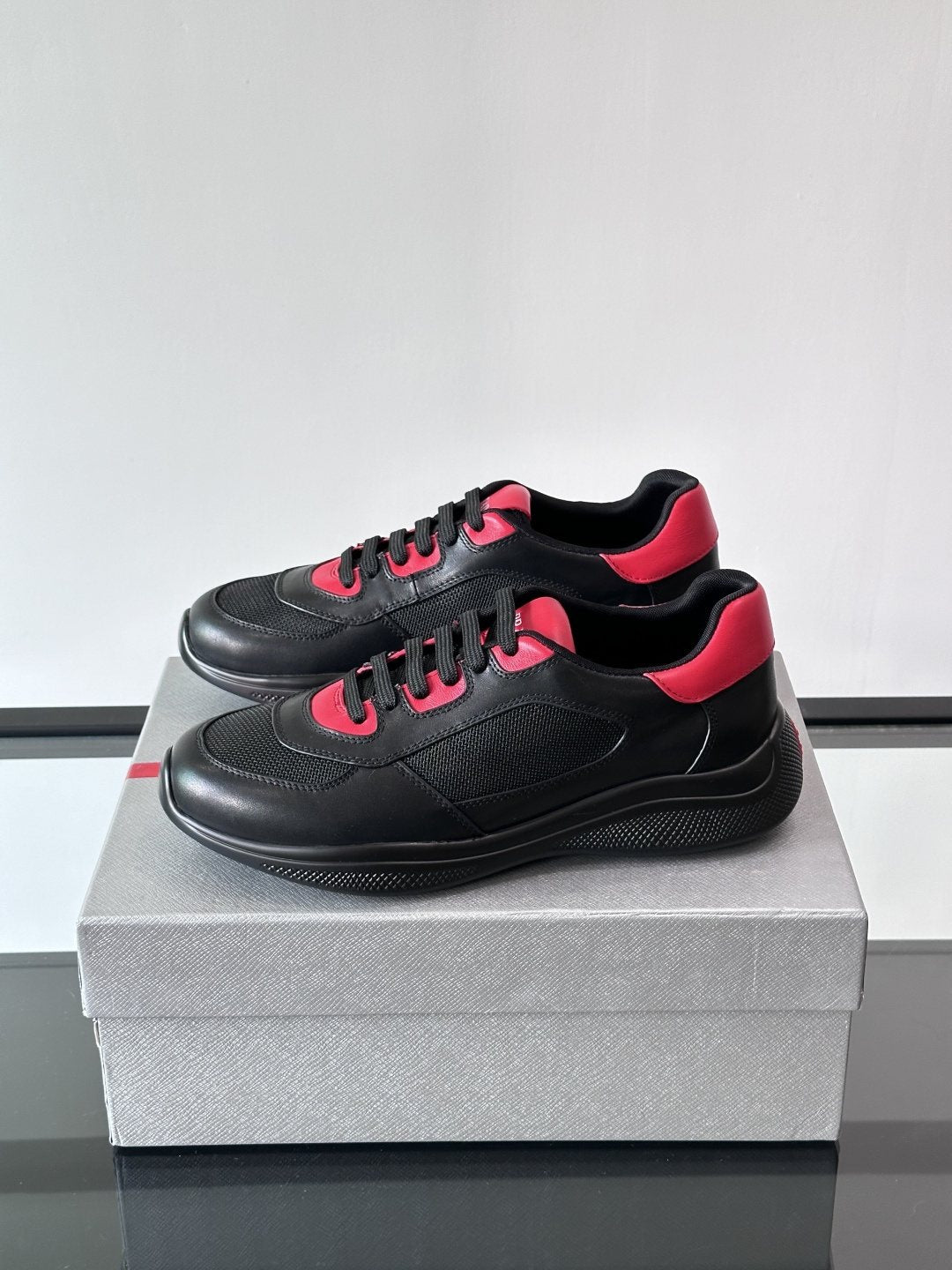 Prada Men's Low-Top Leather Sneakers — side