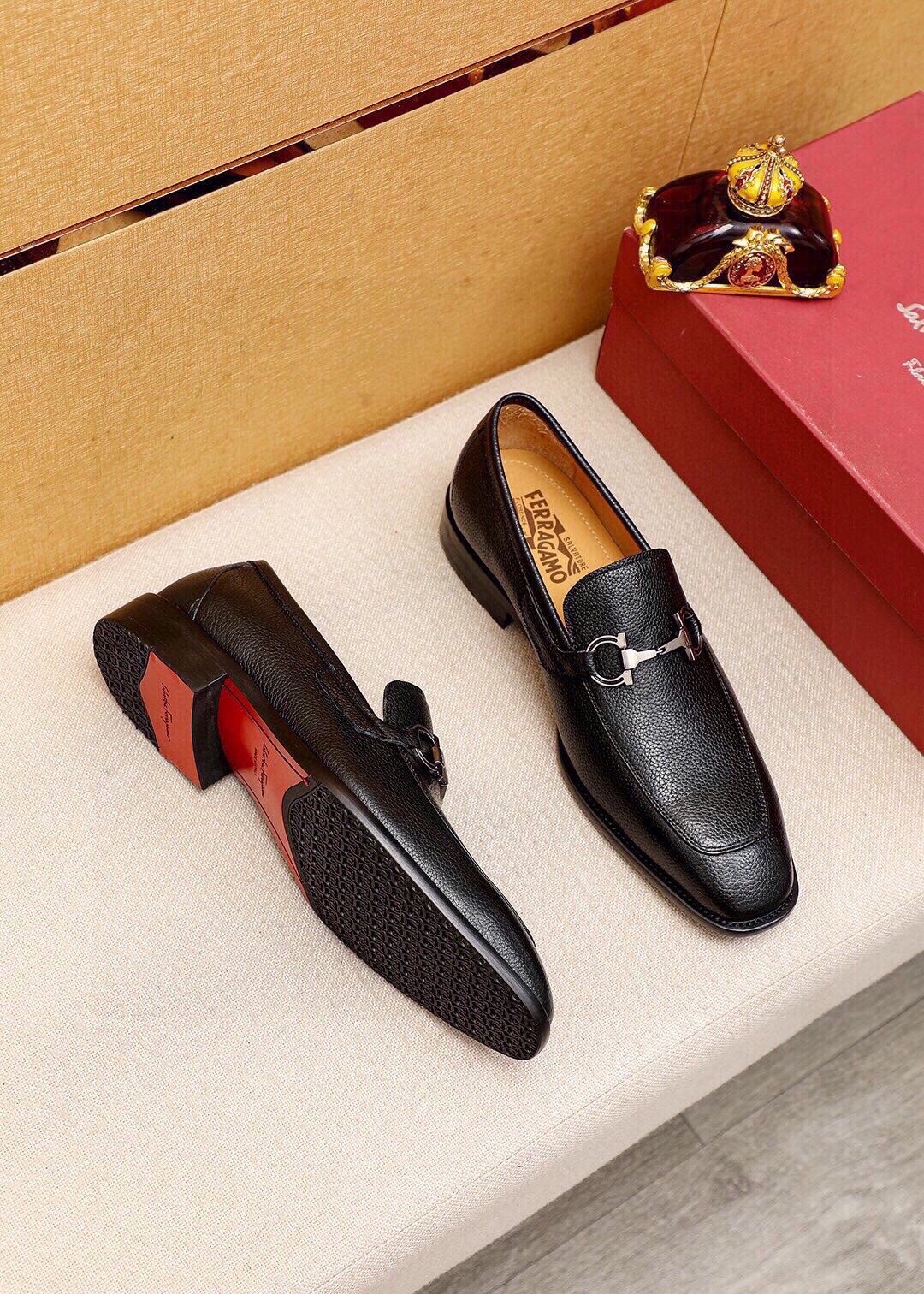 Ferragamo Textured Leather Bit Loafers — hero