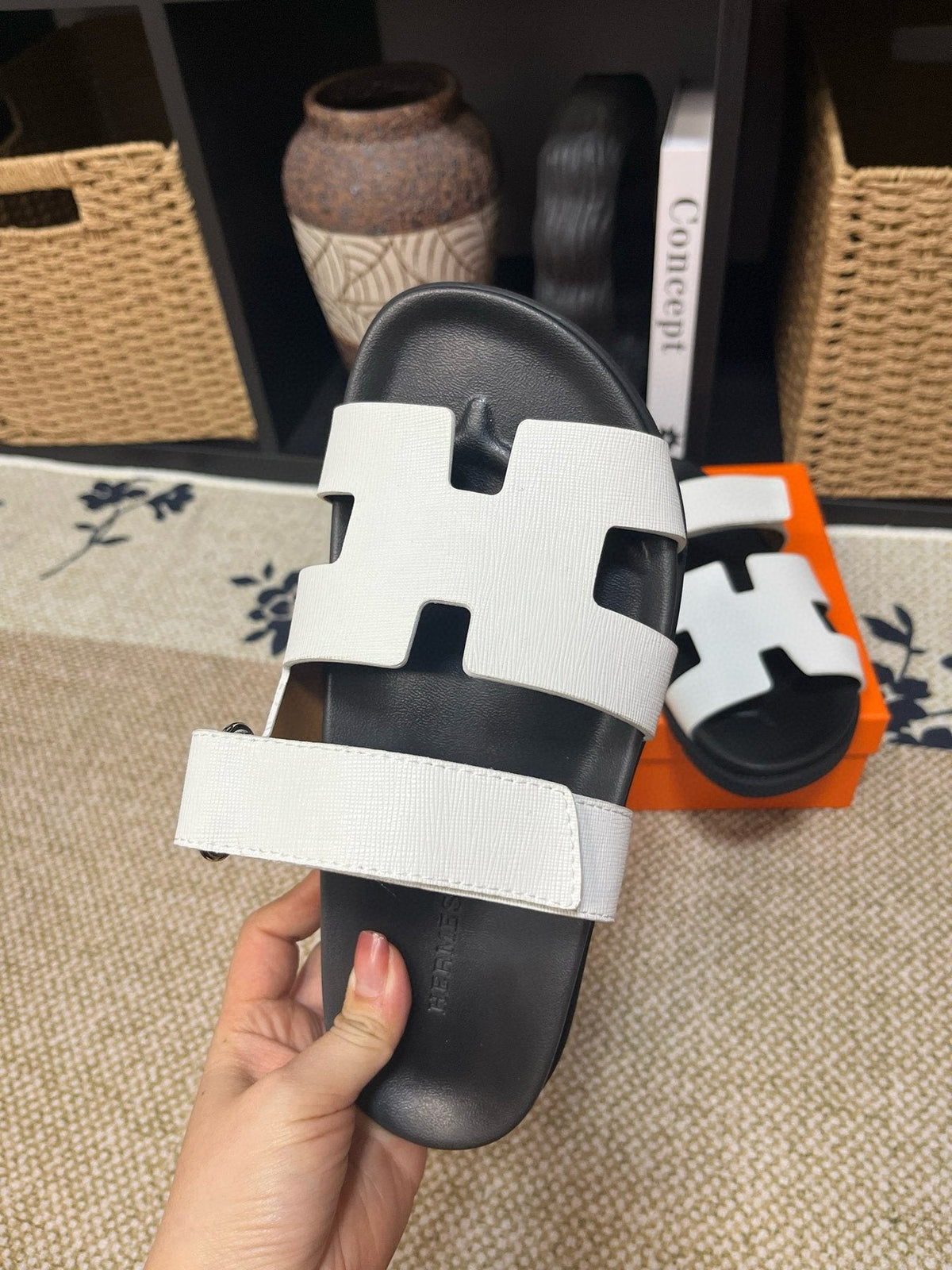 Hermes Cutout Slide Sandals — detail