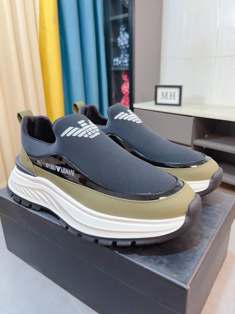 Armani Color-Block Slip-On Sneakers — front