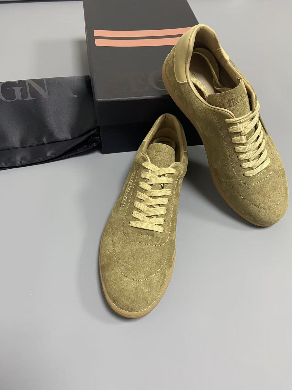 Zegna 232 Suede Low-Top Sneakers — front