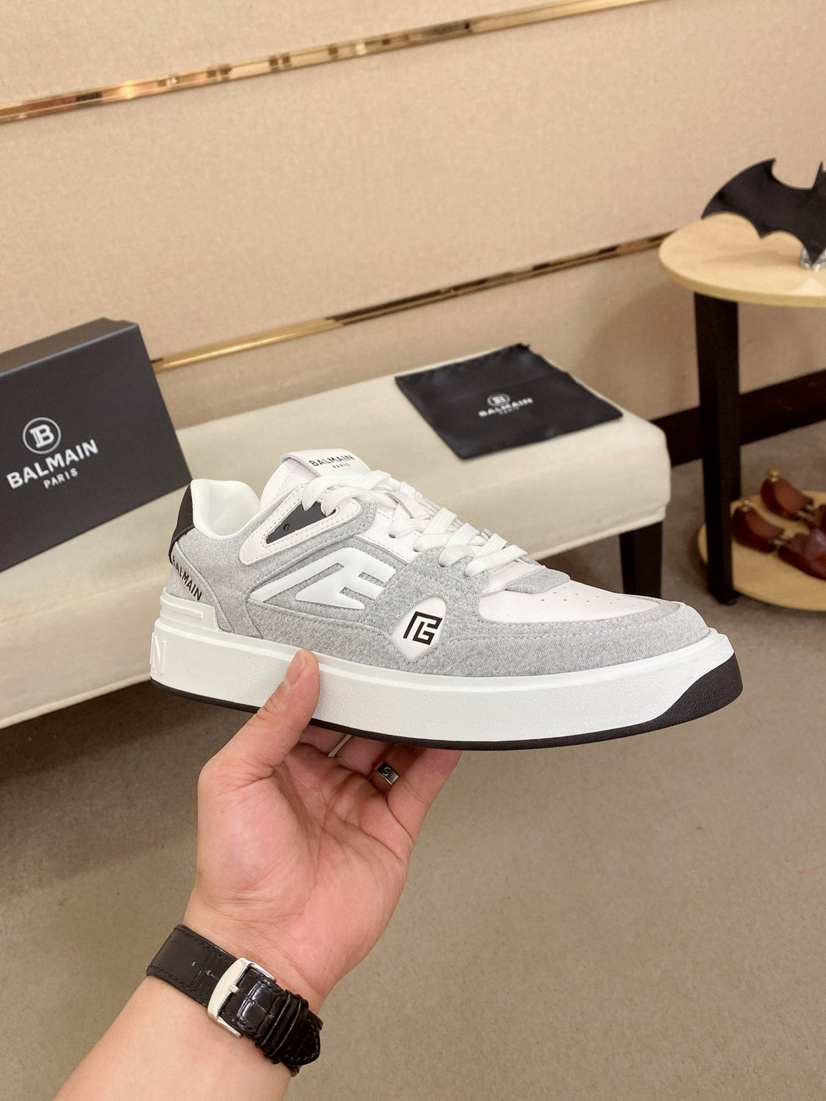 Balmain Color-Block Low-Top Sneakers — side