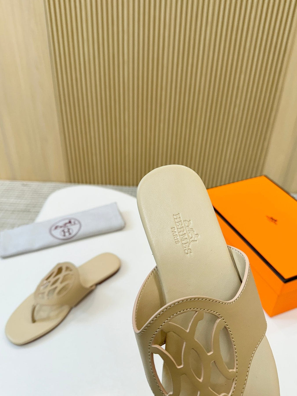 Hermès Cutout Strap Slide Sandals — detail